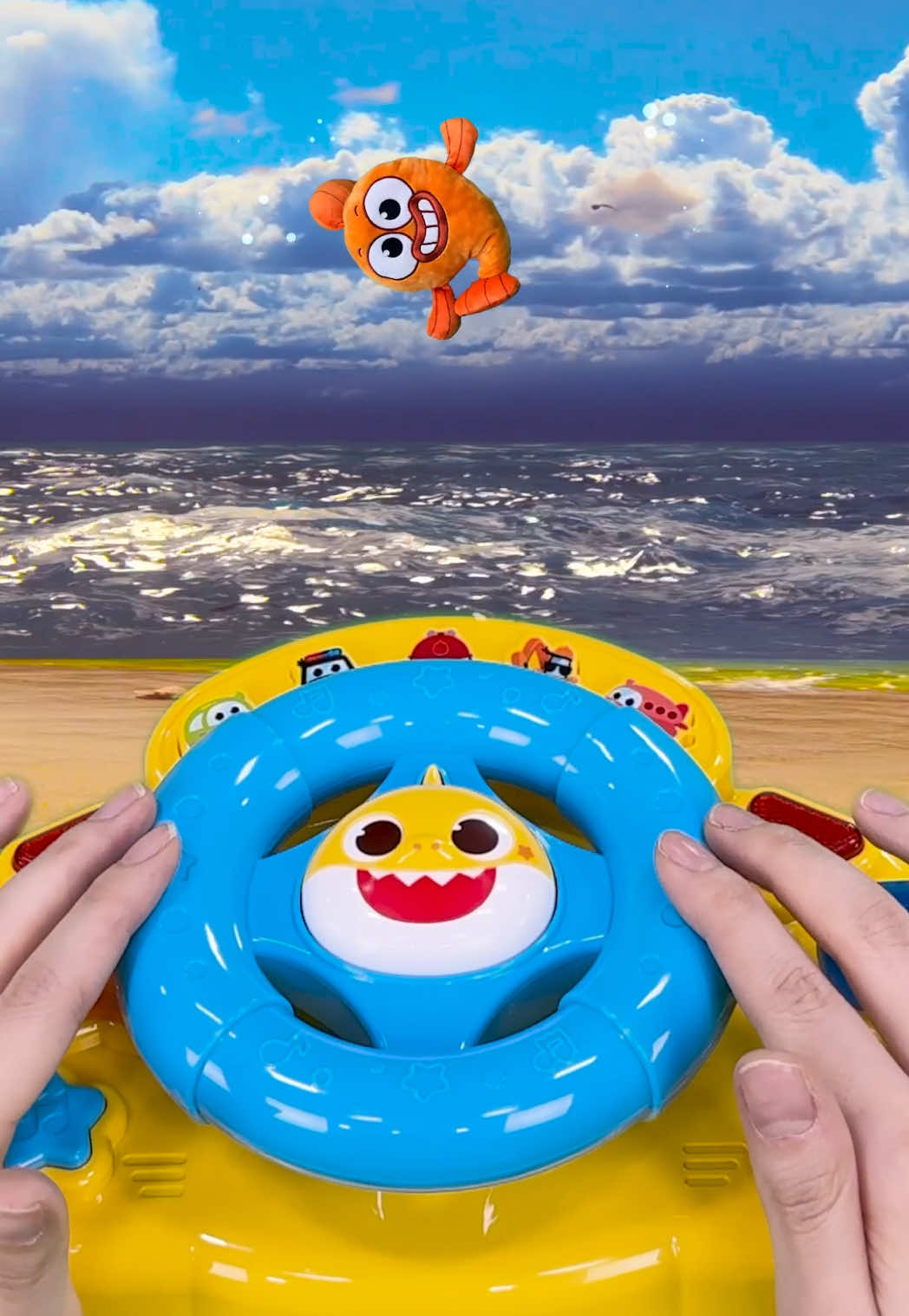A post by @babyshark_brooklyn on TikTok caption: Let’s drive through the ocean with Baby Shark!🌊 #toy #toycar #BabySharkToyTok #BabyShark #DooDooDoo #brooklyn 