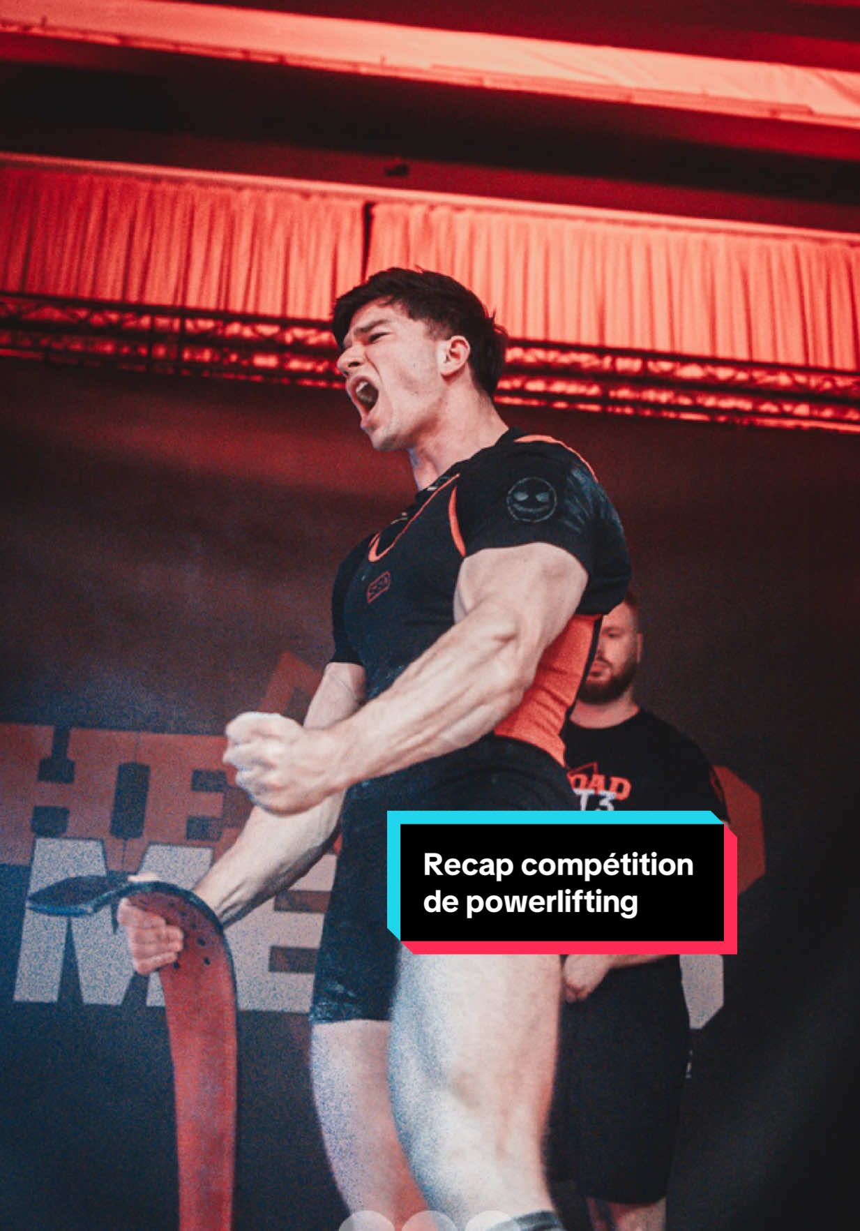 A post by @fleckinho_ on TikTok caption: Recap de ma 4ème compétition 👹Malheureusement les 250 au squat était trop lourdes, ce qui plombe un peu mon total 🥲 #gym #powerlifting 