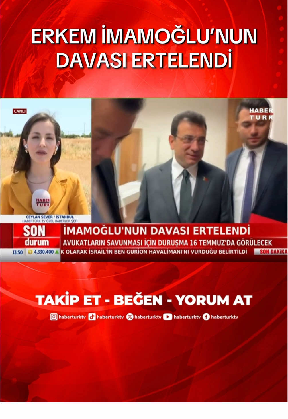 A post by @haberturktv on TikTok caption: Ekrem İmamoğlu’nun davası ertelendi. #ekremimamoğlu #chp #haber #habertürktv #sondurum 