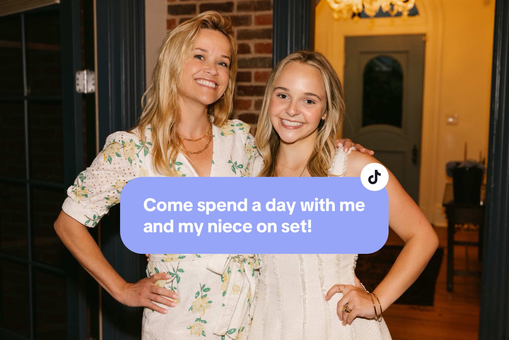 A post by @reesewitherspoon on TikTok caption: Nothing better than when a set day feels like a family day!@Abby James Witherspoon 