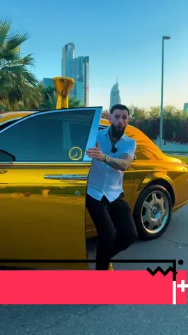 A post by @rafaelo.ro on TikTok caption: I beat gold darbuka in gold Rolls Royce💛