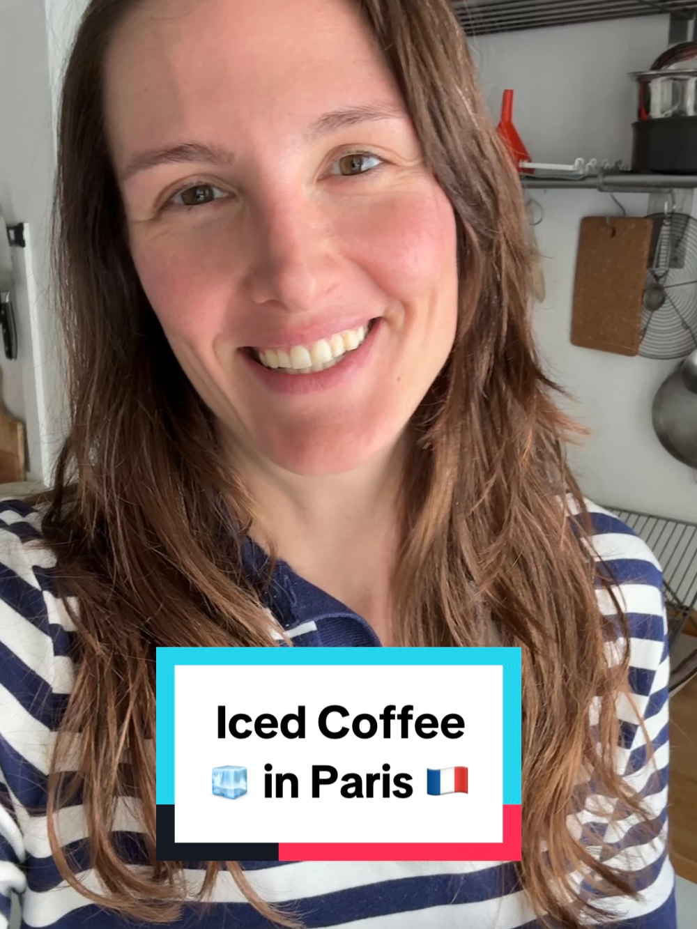 A post by @hellofrenchnyc on TikTok caption: When you order an iced latte in Paris and get… a warmish liquid with one tiny ice cube 🧊😭 Oh, and it comes in a paper cup with no straw. In France, ice isn’t really a beverage essential. It’s more of a mysterious concept. Most places don’t have much of it because of space limitations (and probably cost too). Yes, iced drinks do exist, but good luck getting more than a few sad little 🇫🇷 glaçons floating around 😂 🗣 FR Transcript: Je suis en France et j’ai commandé mon premier iced latte à Paris Et voilà ce que c’est… un glaçon Un tout petit glaçon Regardez la taille On les aime les Français hein Surtout les Parisiens avec les glaçons Je crois qu’ils ne connaissent pas Allez, santé 👉 Traveling to Paris soon? Grab my Hello Paris Guide for my favorite coffee spots and tips on how to confidently order in French. Link in bio!