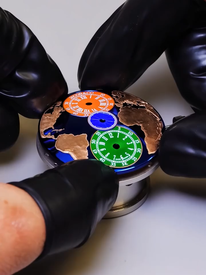 A post by @jacobandco on TikTok caption: Creating The World Is Yours Dual Time Zone: Salman Khan Edition was about precision, artistry, and meaning. The three-dimensional globe dial reflects a vision that transcends borders. The laser-engraved world map serves as a testament to Salman Khan’s global influence. The dual time zone complication, with its independent hour and minute settings, was made for those who move between worlds with ease. The saffron and green accents acknowledge cultural pride. The engraved name “Salman Khan” and the S.K. initials reflect a story of greatness. The custom turquoise box is more than presentation. It’s a tribute to something deeply personal—Salman’s iconic bracelet, a symbol of strength and heritage he carries with him every day. Salman @beingsalmankhan, your vision and dedication have shaped this masterpiece. We’re proud to be part of your journey. #inspiredbytheimpossible #JacobAndCo #TheWorldisYours