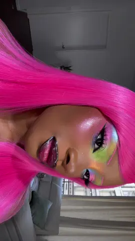 A post by @ on TikTok caption: happy priideee 🤣🌈🦄 #fyp #makeupinspo #eyemakeup #pridemonth #pridemakeuplook 