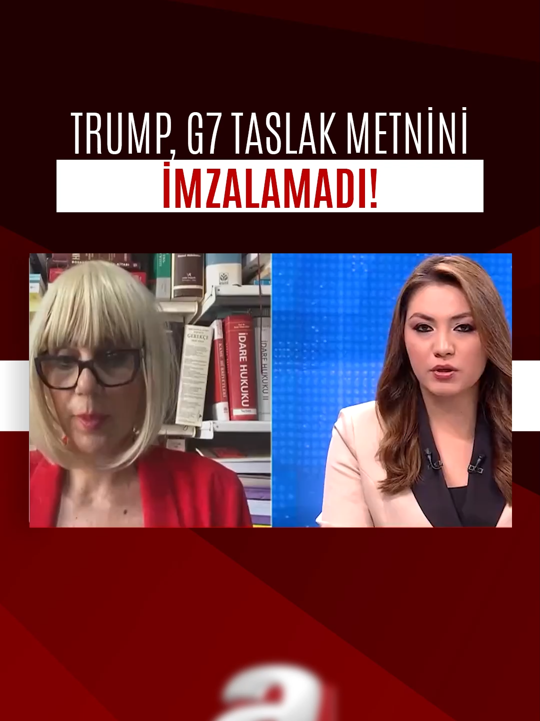 A post by @ahaber on TikTok caption: #SONDAKİKA G7 taslak bildirgesi açıklandı: #İran nükleer sahibi olamaz. İsrail'in kendini savunma hakkı var. İran nükleer müzakerelerde esnek olacak. ⚠️ #ABD Başkanı #Trump ise taslak metni imzalamadı.