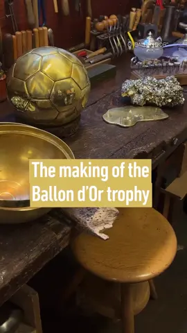 A post by @ballondor on TikTok caption: The Ballon d'Or — not just a trophy, but a masterpiece. 🏆✨ Check out how it’s made, in the heart of Paris, by @melleriojoaillier! Who do you see lifting it on September 22nd? ⚽🔥 #BallondOr #FYP #sportstiktok 