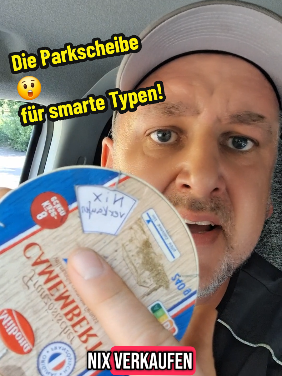 A post by @datschenmaen on TikTok caption: Smarter #parken geht nicht! 🤪 #datschenmän #comedie #satirecomedy #Auto #parkscheibe #knöllchen #politesse #parkplatz #lustig #parkhaus #autos #käse #cheese #käseparkscheibe #datsche 