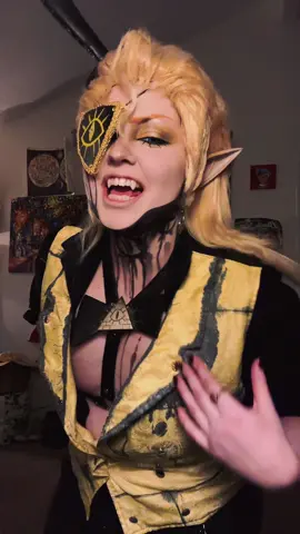 A post by @galacticstitch_cosplay on TikTok caption: well. he’s back ⚠️👁️ #billcipher #gravityfalls #cosplay 