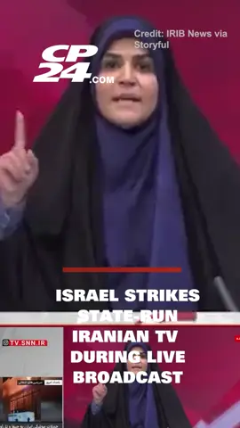 A post by @cp24breakingnews on TikTok caption: Israel struck Iran’s state-run television station Monday during a live broadcast, forcing a reporter to run off camera following an explosion, after Iran fired a new wave of missiles at Israel that killed at least eight people. In other developments, Prime Minister Benjamin Netanyahu said the Israeli strikes have set Iran’s nuclear program back a “very, very long time.” He added that Israel is not attempting to topple the Iranian government, but said he would not be surprised if that happened as a result of the strikes. “The regime is very weak,” Netanyahu told a news conference. He added that he is in daily touch with U.S. President Donald Trump. As he spoke, large numbers of explosions were heard in Tehran. Israel warned hundreds of thousands of people in the middle of Tehran to evacuate ahead of the strike against the TV station, which the military said provided a cover for Iranian military operations. #cp24 #news #iran #statemedia