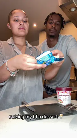 A post by @mudyandshamy on TikTok caption: The strawberry cheesecake flavour from @Häagen-Dazs is lush😍 #tiktoksnacks #snackideas #desserts #squares 
