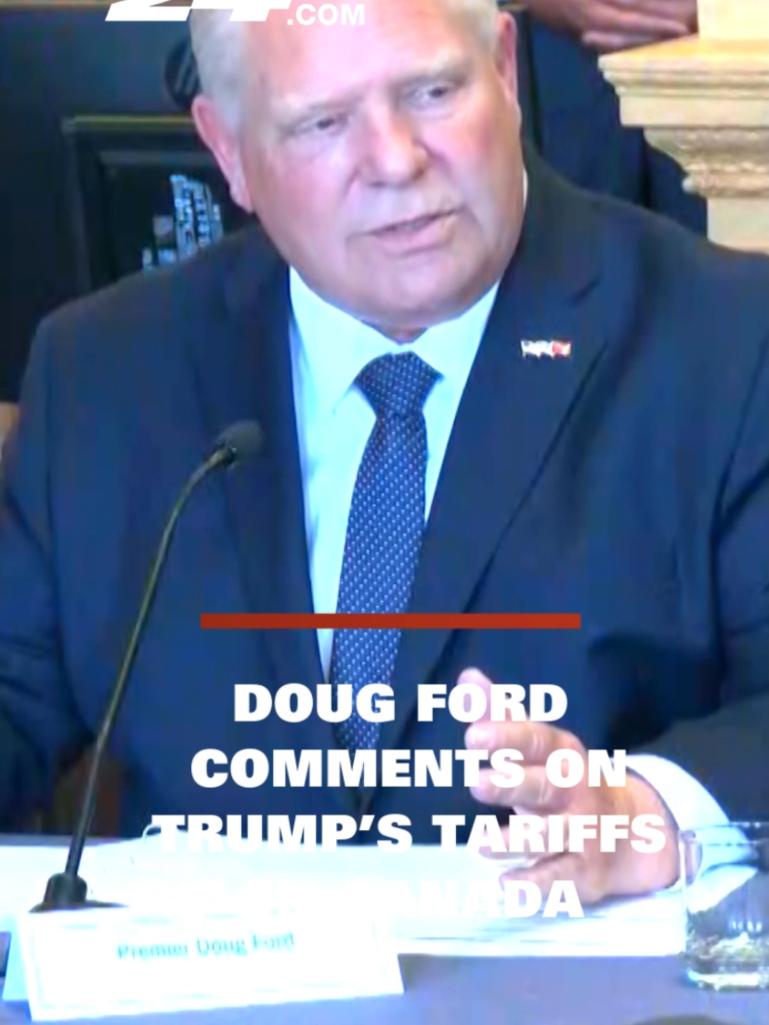 A post by @cp24breakingnews on TikTok caption: World leaders were ‘dumbfounded’ when Trump started implementing tariffs on Canada: Premier Ford Ontario Premier Doug Ford urges Canadian and American leaders to ‘to focus on working together during a moderated discussion with premiers and U.S. governors. #cp24 #news #dougford