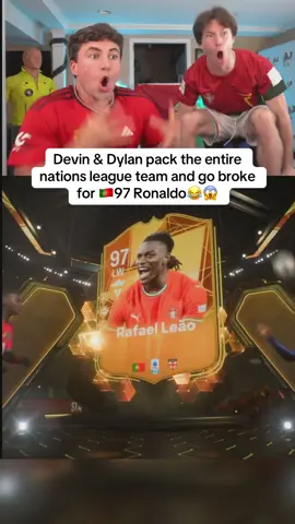 A post by @devincaherly on TikTok caption: ONE DAY ITLL COME #devincaherly #devinanddylan #fifa #fc25 #packopening #funny #portugal #CR7 #ronaldo 