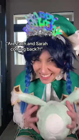 A post by @withakerika on TikTok caption: My besties the travelers will be voiced again after 5.7 🎉🎉🎉 let’s goooo love you guys @Sarah Miller-Crews and @Zach Aguilar #genshin #GenshinImpact #voiceactor #venti #barbatos #archon 
