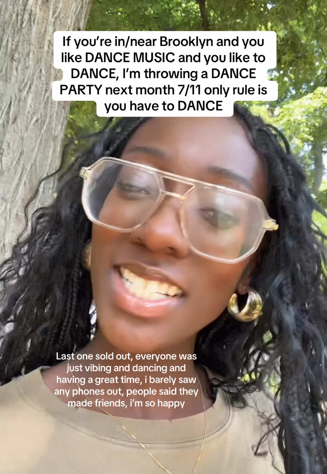 A post by @chvmeleon on TikTok caption: y’all want to dance? throwing a dance party in brooklyn 7/11 at the red pavilion, details at the link in my bio! #danceparty #nyc #brooklyn #nightlife #dancemusic #housemusic 