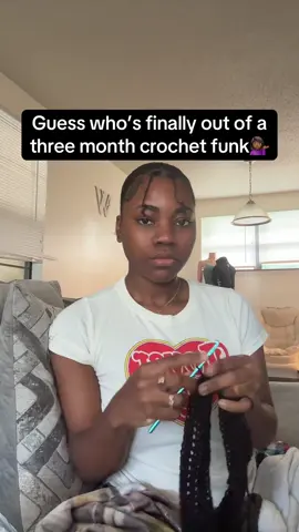 A post by @miathecrocheter on TikTok caption: Making me something for Juneteenth I’m tryna be outside with my peoples😎😎 #crochet #fypシ #crochettiktok 