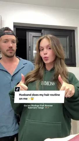 A post by @mikaylamatthews on TikTok caption: Jace just loves finding ways to help me these days🥰 been loving @BIOLAGE to help save my hair🙌🏼  #BiolagePartner#Biolage #BiolageFullRescue