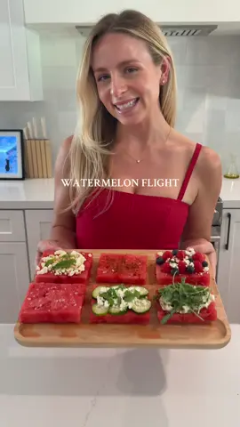A post by @alessandrabrontsema on TikTok caption: Watermelon flight 🍉 so perfect for summer!! Let me know what combo I might have missed!  #watermelon #watermelonflight #foodflight #watermelon6ways #6ways #tastetest #watermelon🍉 #hosting #appetizer 