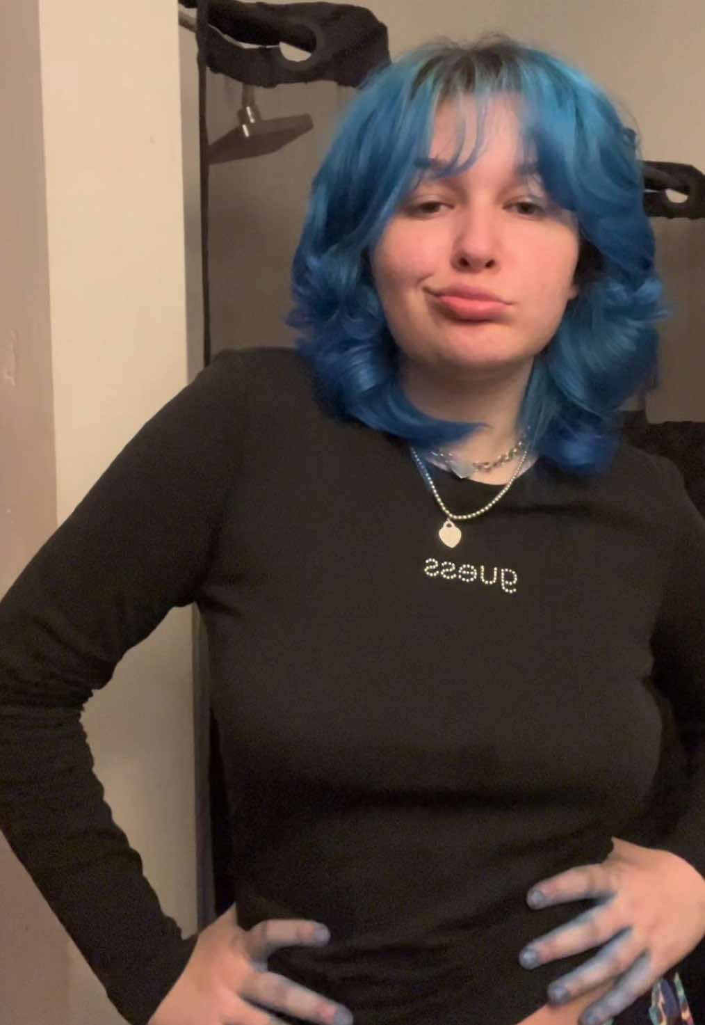 A post by @josiekayz on TikTok caption: Smurf season (full video on my yt of me dying my hair blue!)