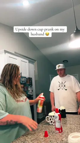 A post by @allieandnoah on TikTok caption: Well that coffee cup broke 😂 #allieandnoah #funny #funnycouple #husbandwifecomedy #marriage #comedyvidoes 