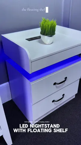 A post by @terrybree241 on TikTok caption: This is the perfect  nightstand ever the led lights  and the floating shelf on the nightstand are just 🔥 #lednightstand #nightstandwithledlights #nightstand @HOMBCK US 