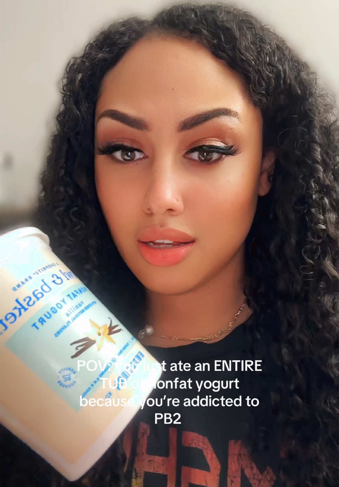 A post by @.tricktales on TikTok caption: #pb2 #peanutbutter #protein #nonfatyogurt 