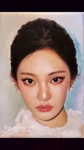 A post by @fenonart on TikTok caption: • @jianai_art No tricks, just paint#ningning #aespa #oilpainting #Art