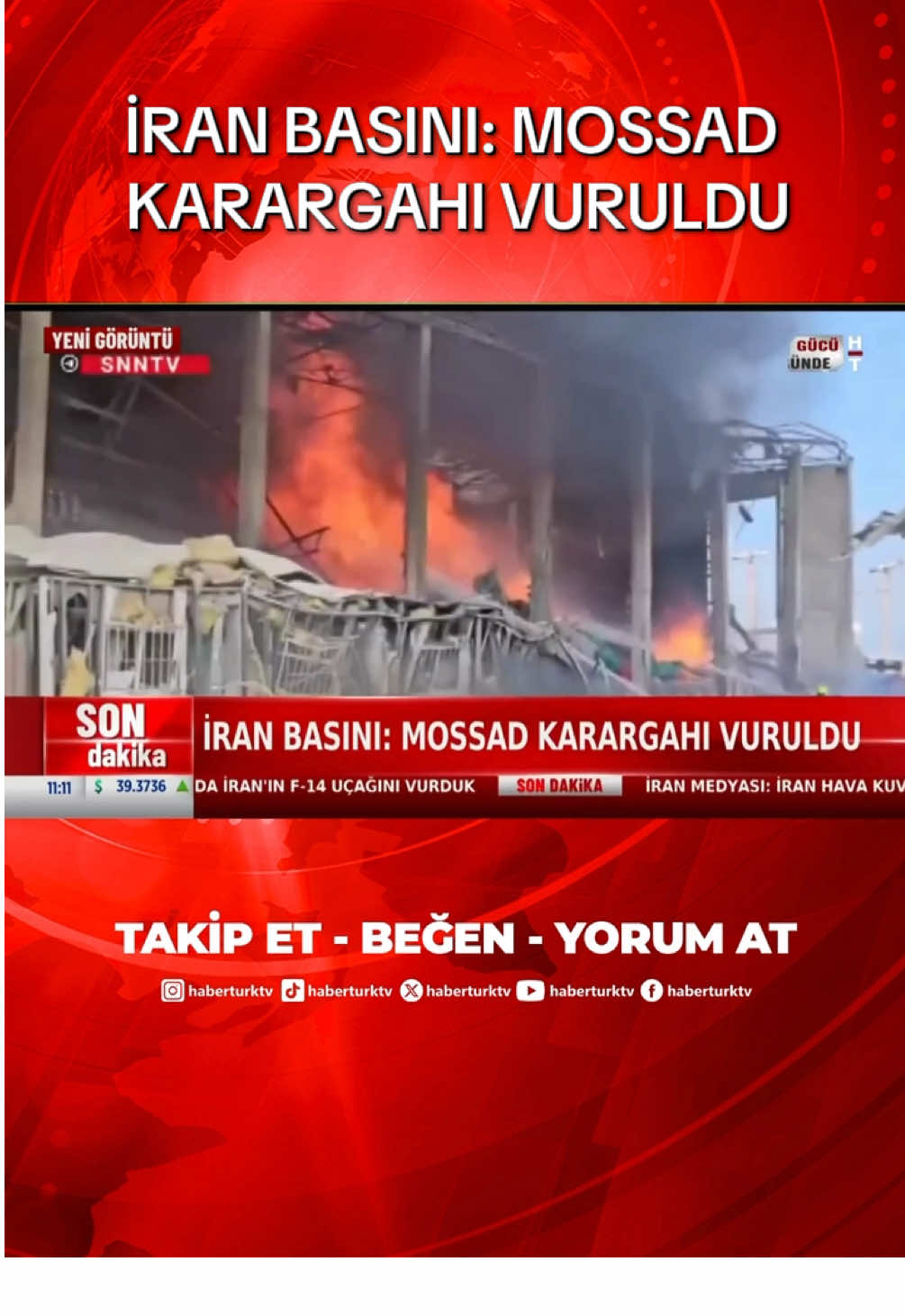 A post by @haberturktv on TikTok caption: İran basını: Mossad karargahı vuruldu. #haber #mossad #iran #israil #habertürktv 