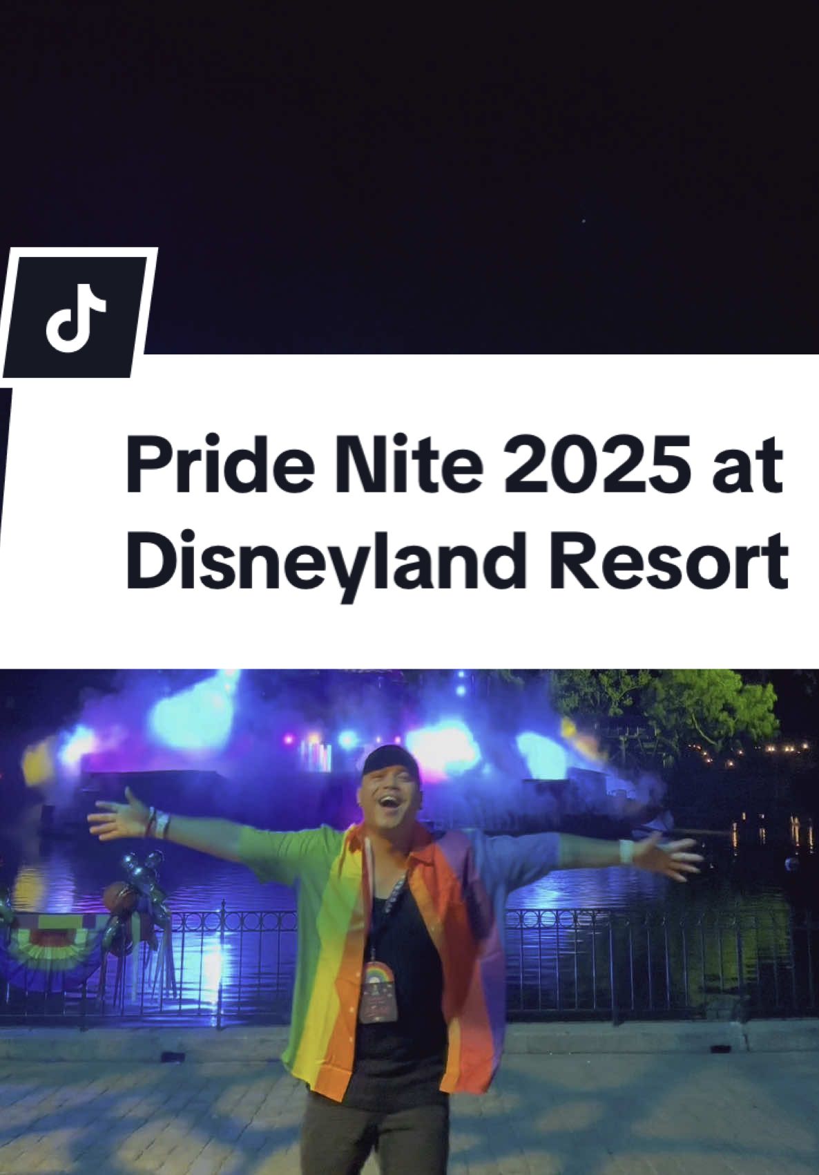 A post by @hegoesbygian on TikTok caption: Pride Night at Disneyland was a dazzling celebration of love, color, and joy! 🌈✨ From magical dance parties to unforgettable moments of pride, the park was bursting with energy and heart. 🏳️‍🌈💖 #DisneylandAfterDark #PrideNight #LoveIsLove #DisndylandPrideNite #pridenite #pridenitedisneyland #disneyland #disneylandcalifornia #pridenite2025 #lgbtqia 