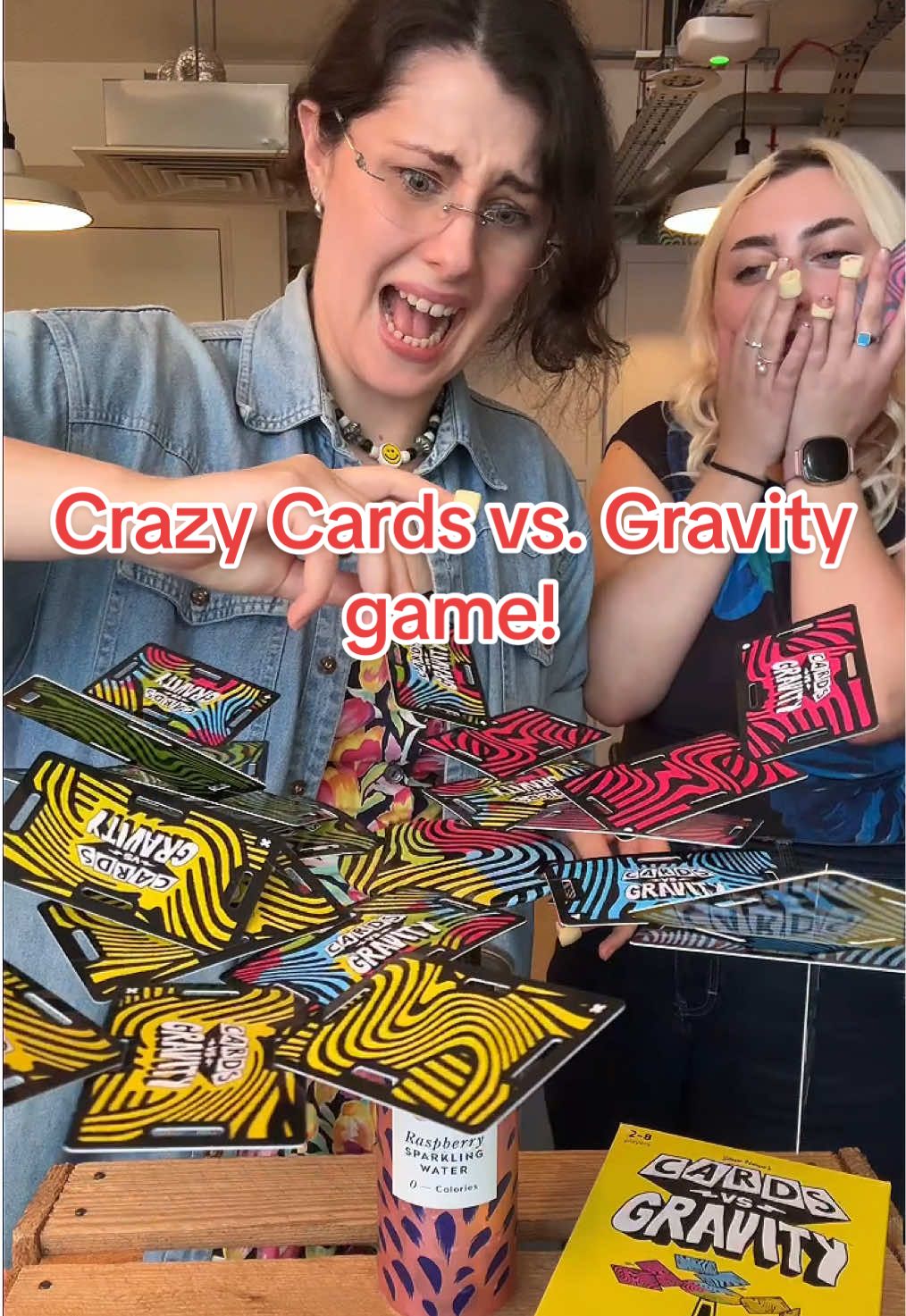 A post by @bigpotatogames on TikTok caption: Don’t drop the cards or you’ll lose! #cardsvsgravity #cardgames #fungames #games #boardgame 