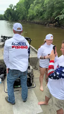A post by @tylerbarnes_catfishing on TikTok caption: Our brand new Patriot Collection Sunshirts & Hats launch today at 11AM! Only at www.4reelfishing.com