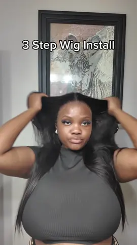 A post by @herneshiaa on TikTok caption: 3 Step Wig Install ✨ @Megalookhair shop ,#threego #megalookhair #136glueless #gluelesswig #wiginstall #wigtok  #wig #lacefront #silkpresstutorial
