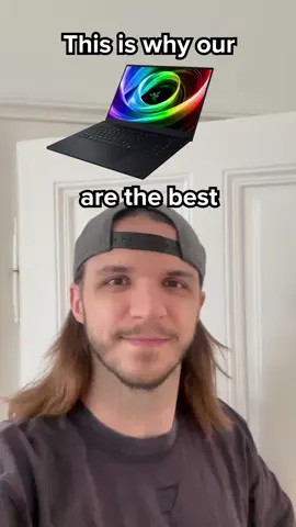 A post by @razer on TikTok caption: Get yourself our thinnest gaming laptop ever - the Razer Blade 16. Link in Bio #Razer #Gaming #memes #RazerLaptop #RazerBlade #GamingonTikTok