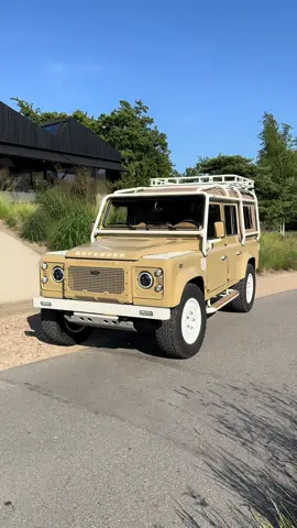 A post by @thelandrovers on TikTok caption: Introducing Moose 🫎✨  A beautiful Land Rover Defender 110, with a canvas roof and special details!  Follow us for more Defender content 🦁💫 #thelandrovers #Defender #landrover #Defender110 #transformation #transistion #custombuild 
