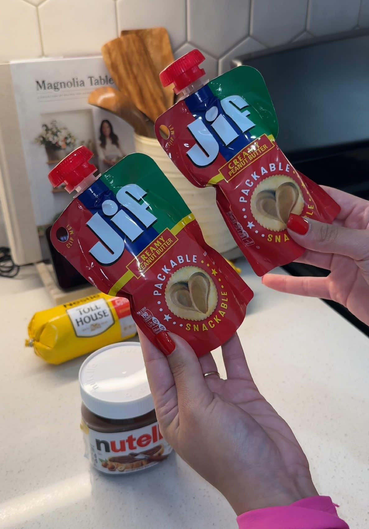 A post by @itzelcastanova on TikTok caption: Cookies were SOOO good!! 😋 I Definitely should’ve made them thicker though  #momsoftiktok #mom #cooking  #snack #snacktime #kidsnacks  #peanutbutter #nutella #cookies  #easy #summer @Jif @Nestle Toll House 