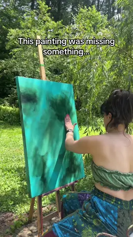 A post by @jessicayoungart on TikTok caption: This painting was missing something and now it’s done. 🧚🏼‍♀️ #artist #painting #fairycore #gardenart #acrylicpainting 