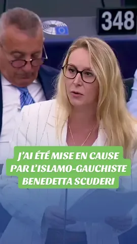 A post by @marion_marechal on TikTok caption: L’eurodéputée écologiste Benedetta Scuderi, qui participe aux événements du FEMYSO, m’attaque pour avoir dénoncé la présence de ses amis islamistes au EYE2025. J’assume pleinement de m’opposer à cette organisation liée aux Frères musulmans. La vraie menace, ce ne sont pas les mots, les rapports ou les banderoles. La vraie menace, c’est le silence face à l’islamisme.