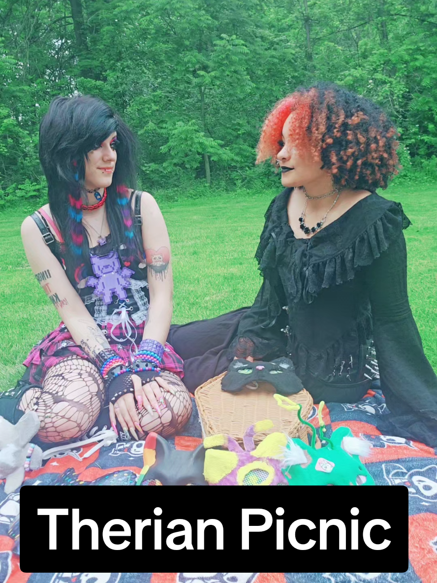 A post by @clawed_beauty101 on TikTok caption: No we are not therians our selves but we do support 💕 We welcome you with opened arms #harpyhare #therian #picnic #welcome 