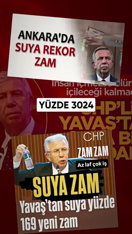 A post by @osmangokcek_ on TikTok caption: Mansur Yavaş göreve gelmeden önce “Suyu ucuzlatacağım” dedi. Göreve geldikten sonra suya %3024 zam yaptı! Bu artış ne enflasyonla ne de vicdanla açıklanabilir.