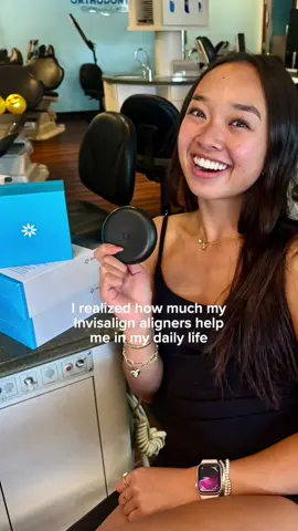 A post by @nicolelaeno on TikTok caption: Let's talk about how I grew my confidence this past year! One word: ✨ @Invisalign 💙 Take the Invisalign Smile Quiz now! #InvisalignPartner #SmileSquad