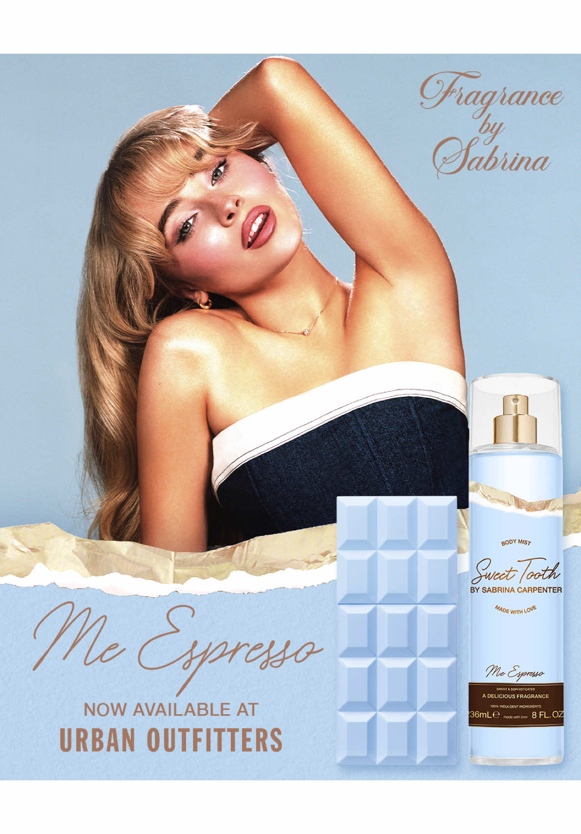 A post by @teamsabrina on TikTok caption: all of sab’s fragrances including “Me Espresso” are available now at @Urban Outfitters. is it that sweet? yes. yes it is. 30ML is available in All Urban Outfitter Stores + Online in the US and CAN! #sabrinacarpenter #meespresso 