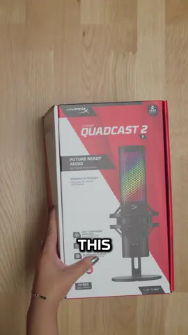 A post by @hyperx on TikTok caption: The QuadCast 2 S is perfect for situations like these 👀 #gamingmicrophone #rgb #gamingsetup #repo #desksetup