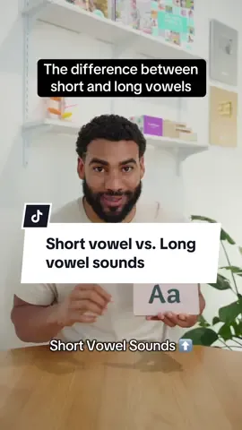 A post by @toddlerscanread on TikTok caption: Which do you teach 1st? The short vowel sounds! That’s because these sounds make up the first words kids learn to read, like “at” and “up”. Also, the long vowel sounds include more complex rules. For guidance on either vowel sound, check out my online courses! #readingtipsforparents #vowelsounds #longvowels #shortvowels #toddlerscanread 