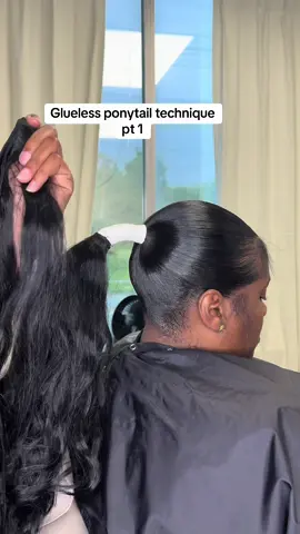 A post by @donesharenae on TikTok caption: Try this technique next time you want to use higher grade hair for your ponytail. #ClevelandHairstylist #SleepPonytail #sleekpony 