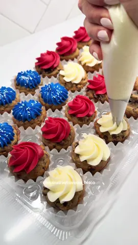 A post by @mainstreetsweets_frisco on TikTok caption: obsessed. 🇺🇸 if you’re in the north dallas area, these cookie cups are available for 4th of July preorder! inspired by @Hurdcookieco !! 😍#cookiecake #cookiecups #fyp #foryou