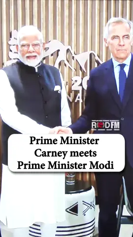 A post by @redfmcalgary on TikTok caption: Prime Minister Carney meets Prime Minister Modi #PMCarney #PMModi #G7Summit2025 #IndiaCanadaRelations #WorldLeaders #G7Meeting #DiplomaticRelations #ModiAtG7 #GlobalPolitics #InternationalSummit #BilateralTalks #G7Leaders #PoliticalDialogue #CanadaIndiaTies #GlobalLeadership