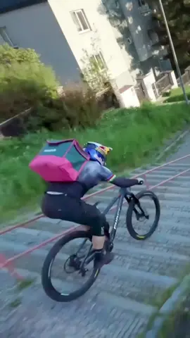 A post by @redbullbike on TikTok caption: fast food ❌ fastest food ✅ @Tomas Slavik #urbandownhillmtb #mtblife #mtb #mountainbike #downhillmtb 