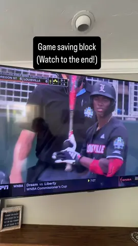 A post by @catchingmadesimple on TikTok caption: Game saving block by the OSU catcher from a RKD stance 💯 👏 #baseball #softball #cws #mcws #OSU #catcherdrills