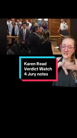 A post by @goojiepooj on TikTok caption: 6/17 7pm - no verdict. 4 jury questions. I tried everything to get captions to work yall there is some kind of glitch that I’ll get fixed asap. Mentioned in video: @Sue OConnell   #karenread #johnokeefe #massachusetts #court #recap 