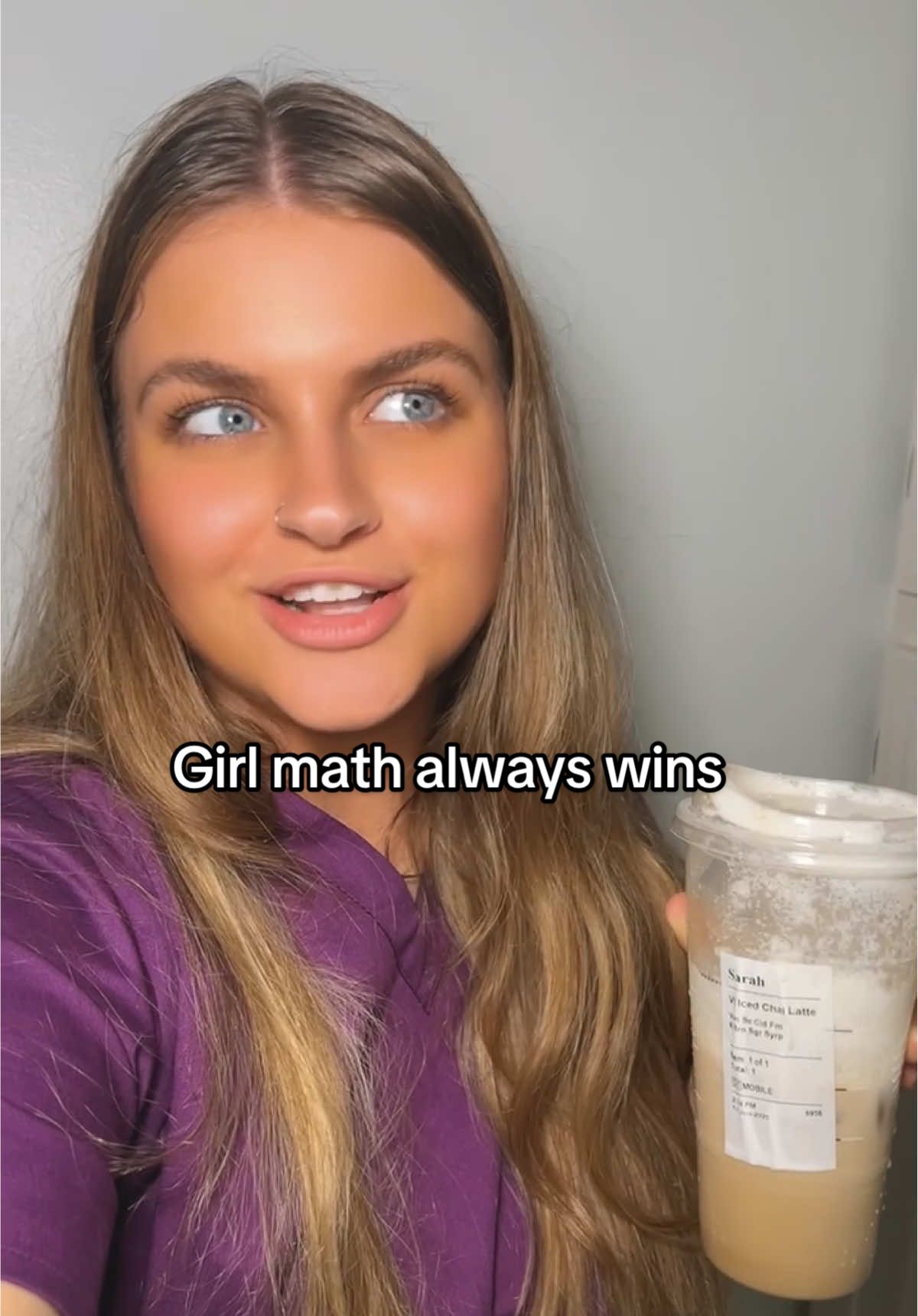 A post by @xosaraahxo on TikTok caption: Girl math always wins #starbucks #starbies #girlmath #fyp #relatable 