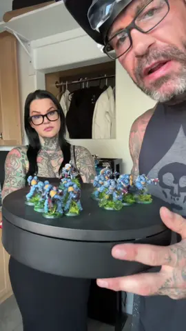 A post by @heidilavon on TikTok caption: He’s available for play dates if you want to drop your husband off 🎨 @James M. Ramsey @ib: @yearningyardies  . . #warhammer #warhammer40k #warhammer40000 #wh40k 